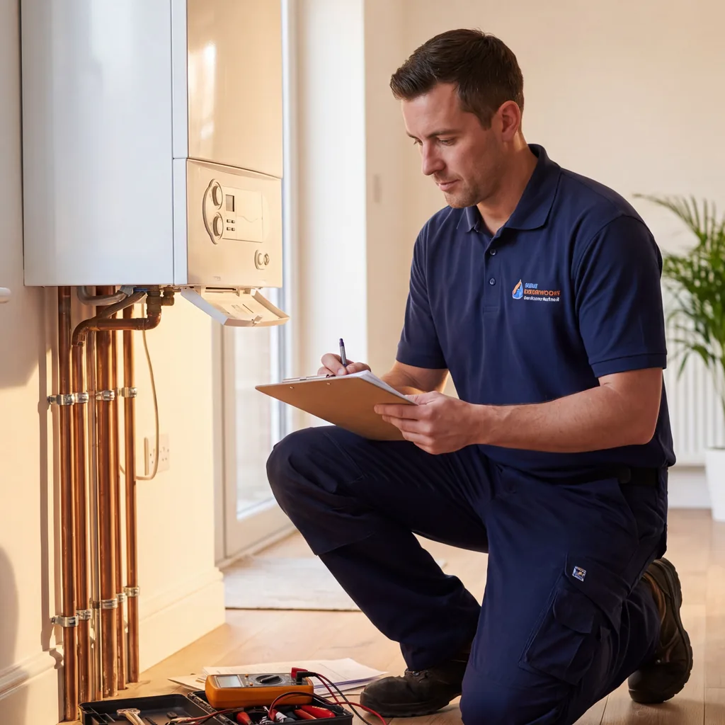 A newly installed white combi boiler in a Wednesbury home